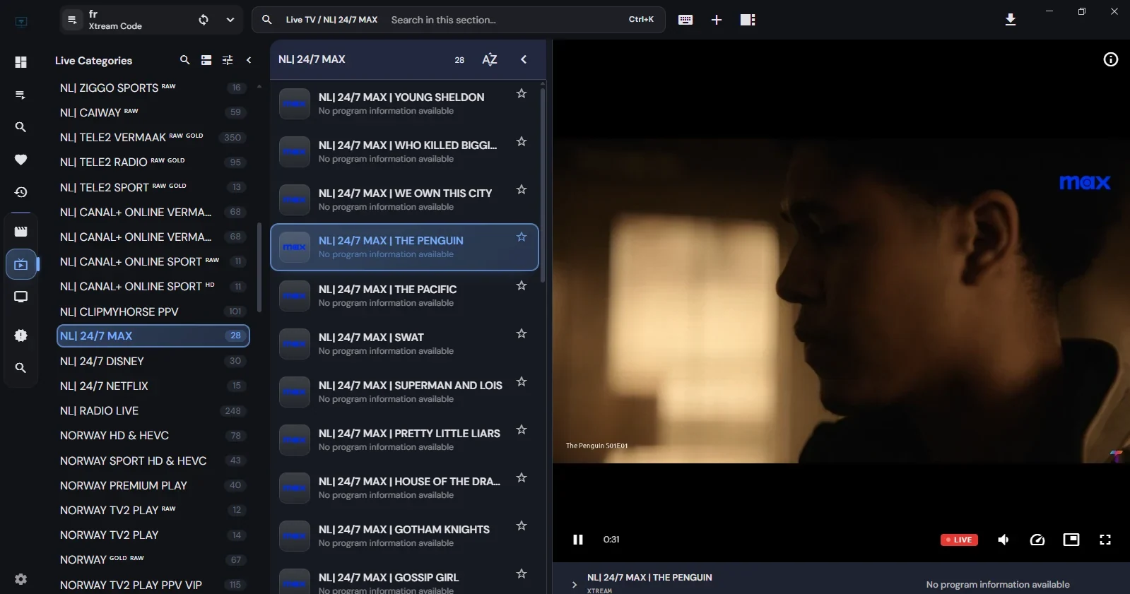 24/7 non-stop Nederlandse en internationale topseries inclusief The Penguin op IPTV Koning