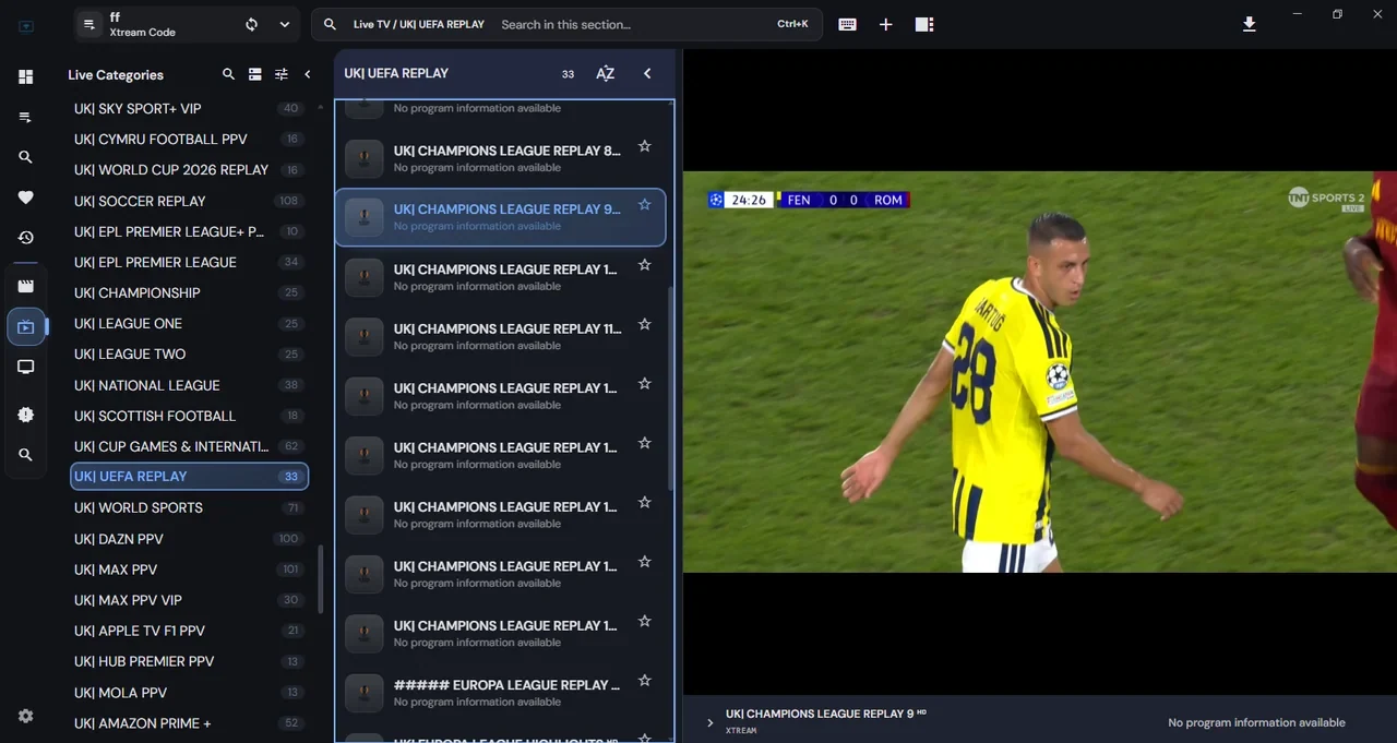 Champions League, Europa League en Conference League wedstrijden