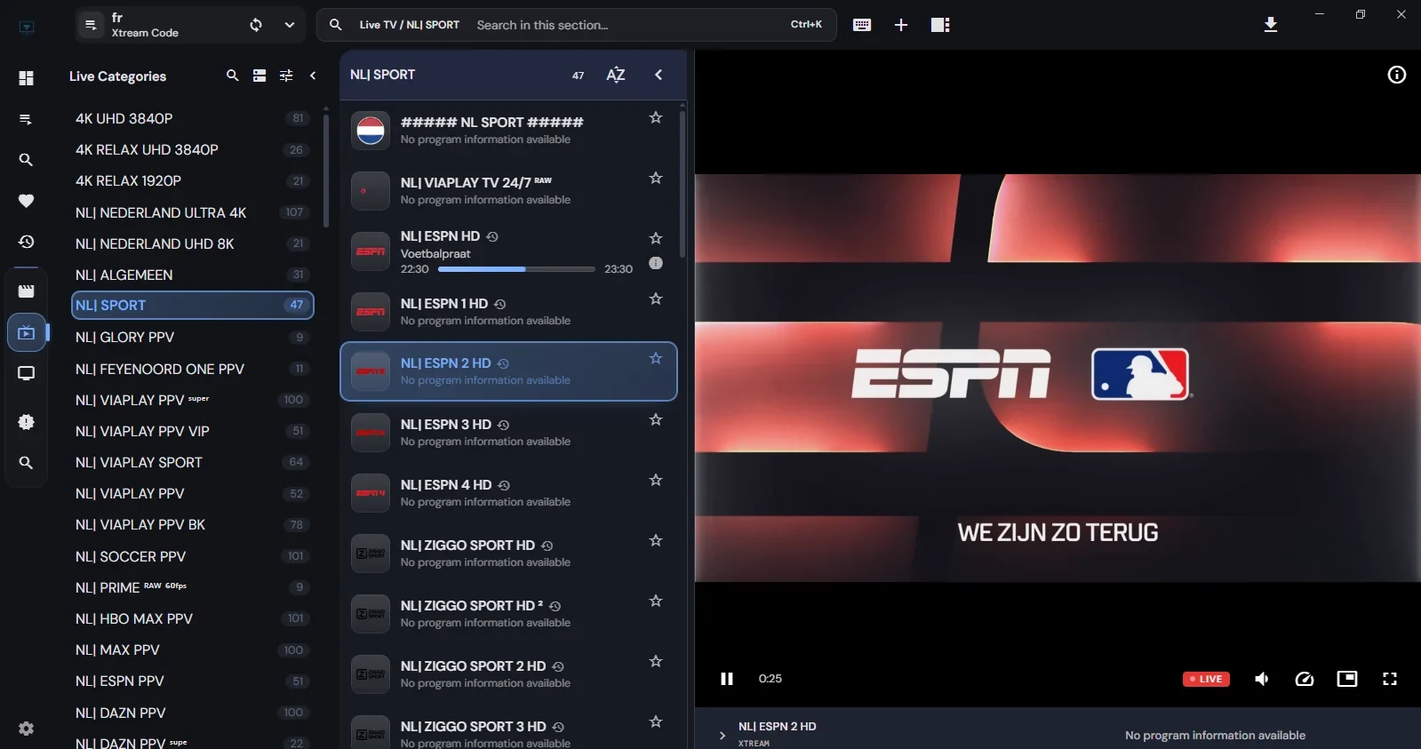 Live Eredivisie op ESPN 1-4 en Ziggo Sport HD zonder buffering op IPTV Koning