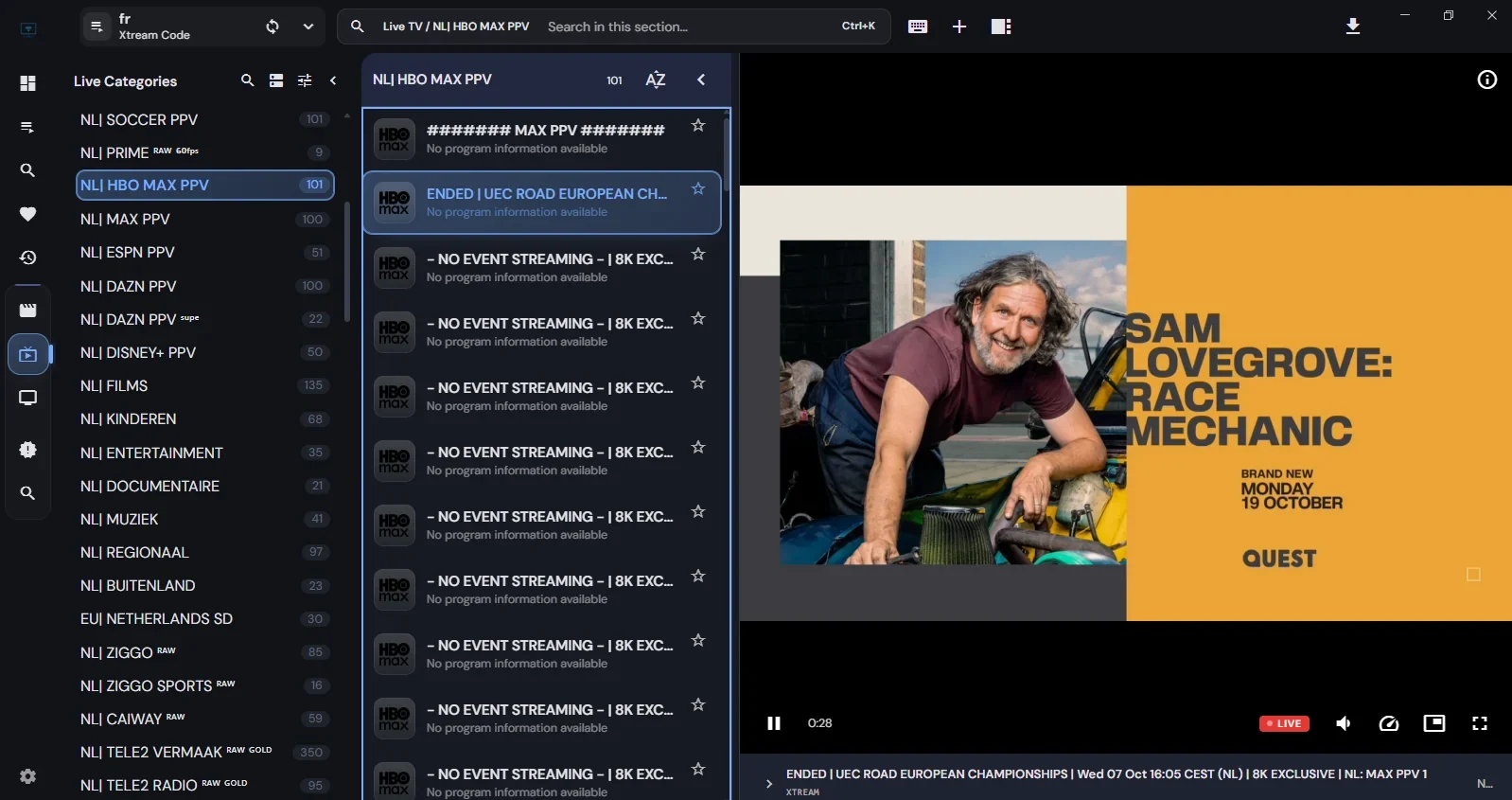 HBO Max PPV en live sportevenementen in Full HD en 4K op IPTV Koning
